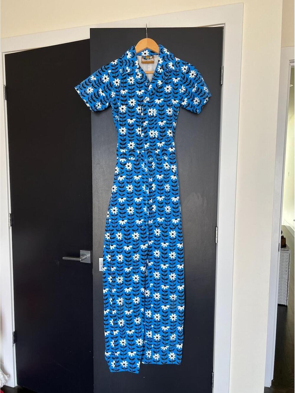 Big Bud Press Blue Daisy Chain Short Sleeve Everyday Jumpsuit Size XXS - Picture 2 of 5